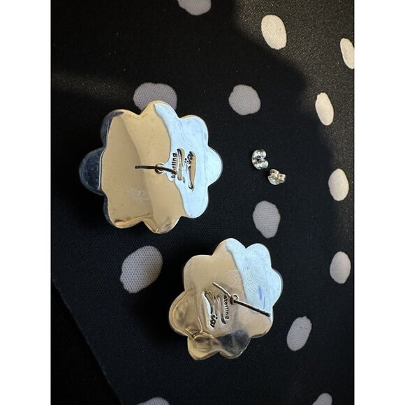 Zia Sterling Silver 925 Large Turquoise Cluster Pierced Earrings NEW - Picture 3 of 7